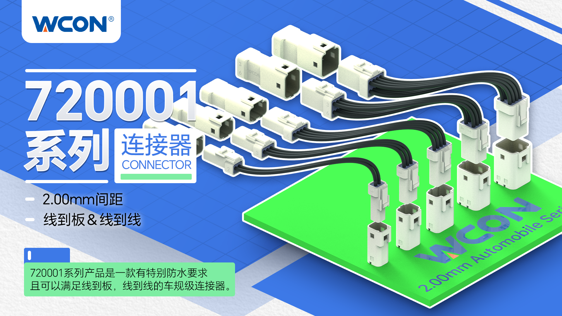 720001 系列汽車級連接器:小尺寸、高防護等級